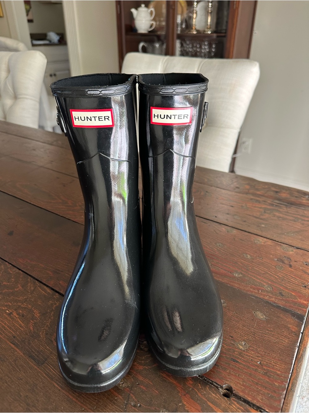 Hunter Glossy Black Short Rain Boots